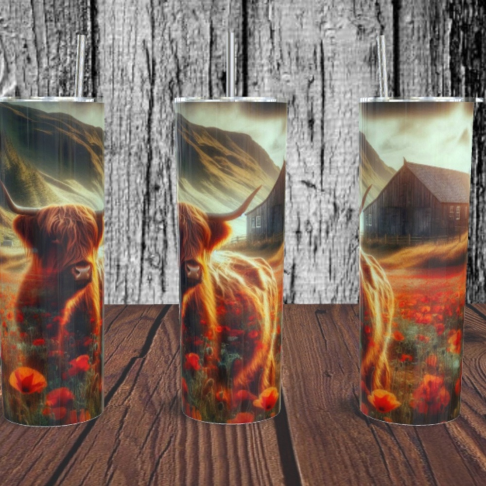 Highland Cow 20 oz Skinny Tumbler